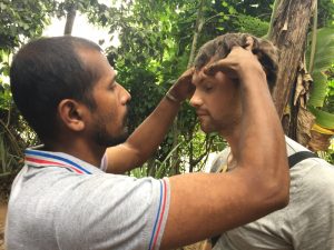 Josh enjoying a face rub