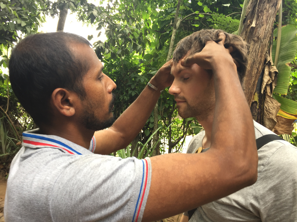 Josh enjoying a face rub