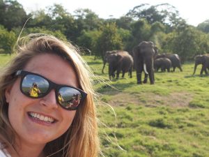 Amy and an elephant