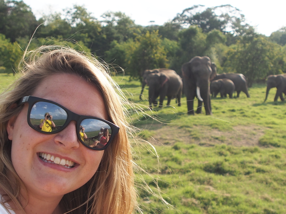 Amy and an elephant